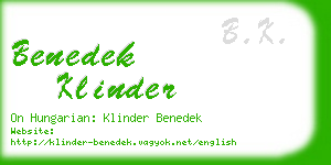 benedek klinder business card